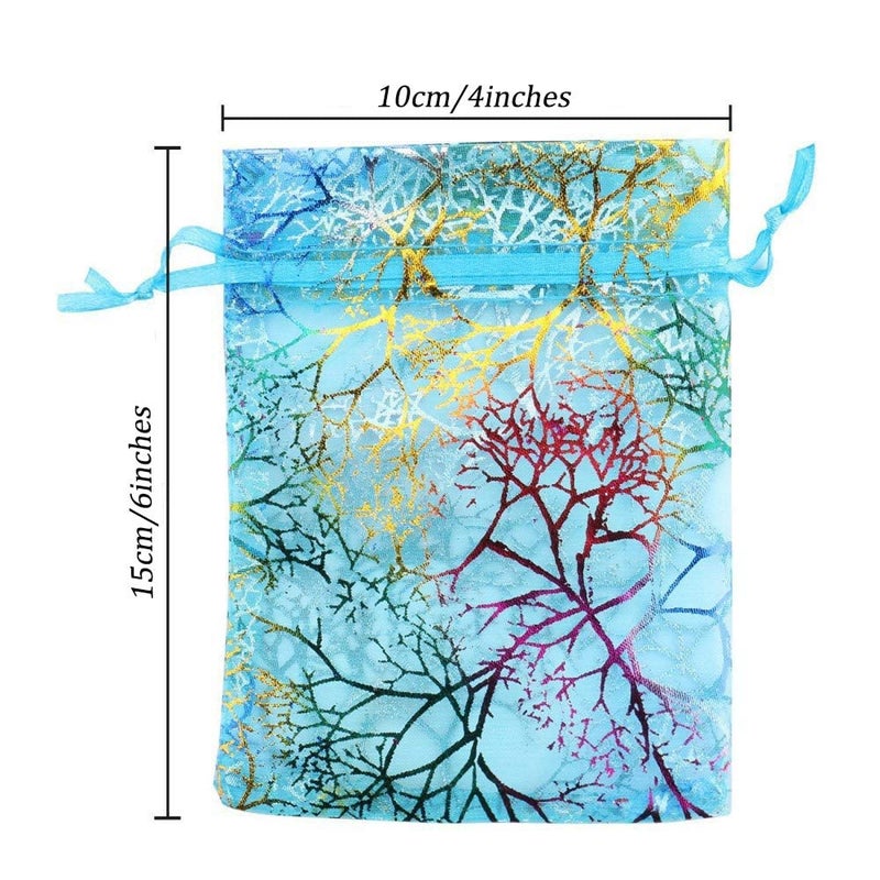 Stratalife Organza Bags 4x6 Small Drawstring Jewelry Pouches Party Favor Goodie Bags for Wedding Present Candy 50PCS (Blue Coralline) - Image 5